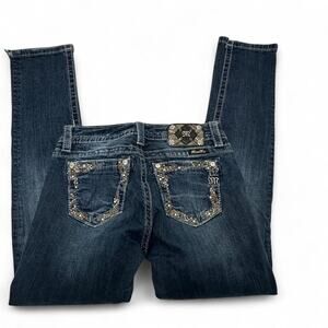 Miss Me Embellished Mcbling Embroidered Jeans Size 27 Women Mid Rise Skinny